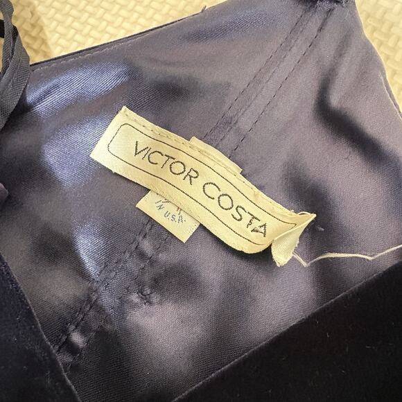 Vintage Victor Costa Velvet Dark Blue Gown Spaghetti Strap Maxi Dress Size 6 USA - Picture 10 of 16